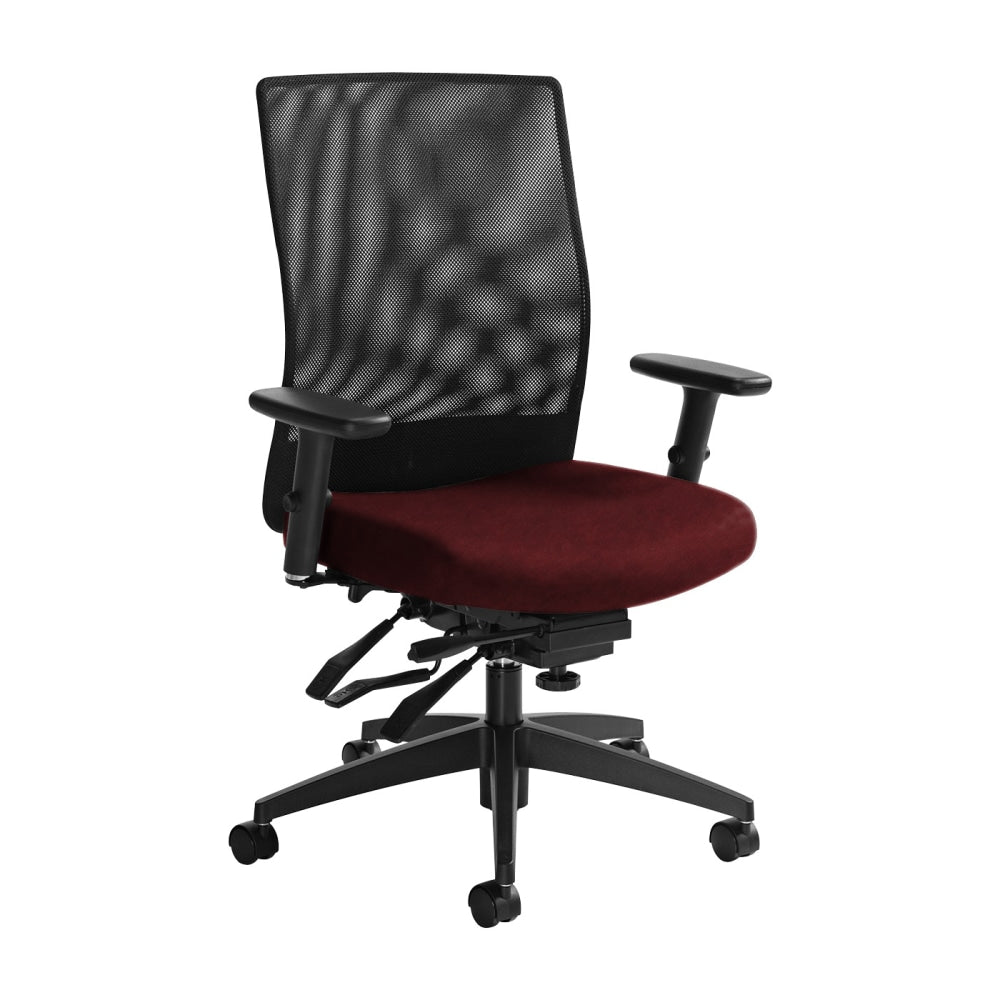 Global Weev Mid-Back Tilter Chair, 39inH x 25inW x 24inD, Red Rose/Black
