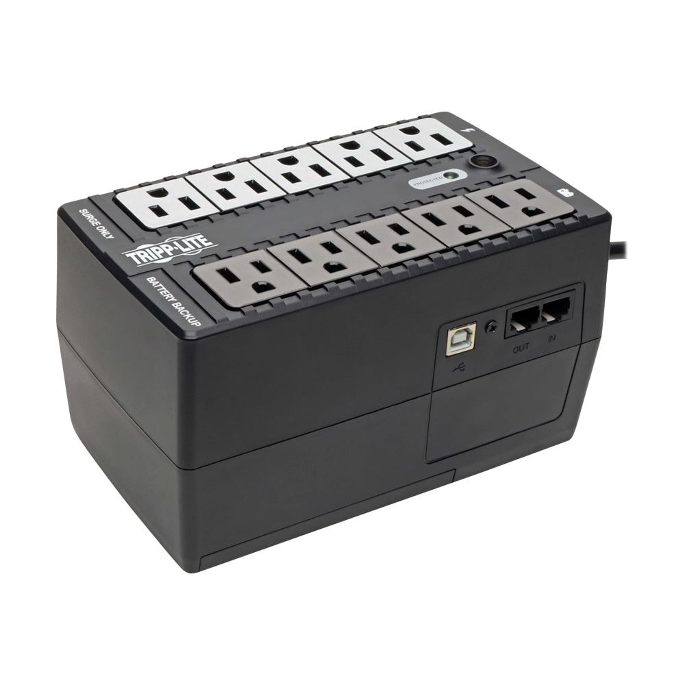 Tripp Lite UPS 600VA 325W Desktop Battery Back Up Compact 120V USB5-15P Standby 10 Outlet PC - UPS - AC 120 V - 325 Watt - 600 VA - USB - output connectors: 10 - black