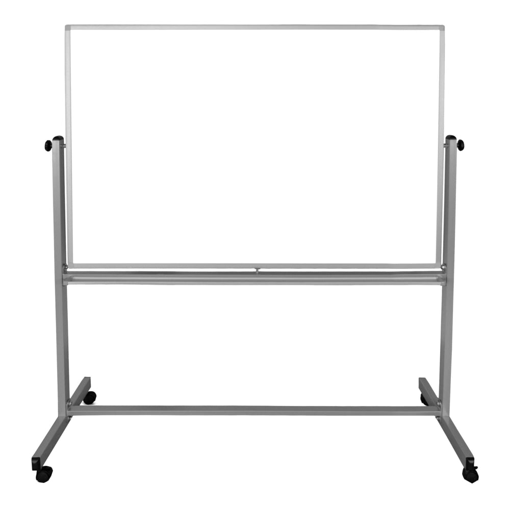 Luxor Magnetic Double-Sided Magnetic Mobile Dry-Erase Whiteboard, 40in x 60in, Aluminum Frame With Silver Finish