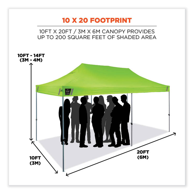 Shax 6015 Heavy-Duty Pop-Up Tent, Single Skin, 10 ft x 20 ft, Polyester/Steel, Lime