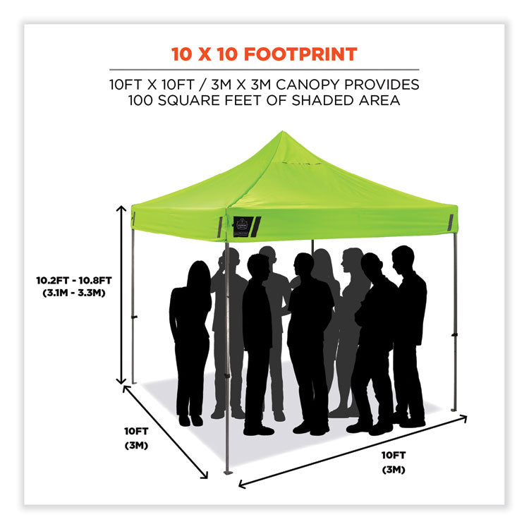 Shax 6051 Heavy-Duty Pop-Up Tent Kit, Single Skin, 10 ft x 10 ft, Polyester/Steel, Lime
