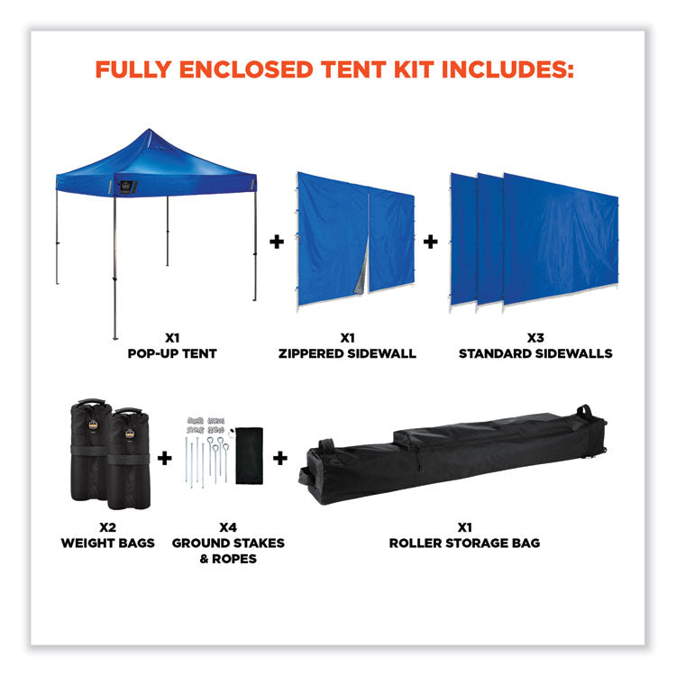 Shax 6053 Enclosed Pop-Up Tent Kit, Single Skin, 10 ft x 10 ft, Polyester/Steel, Blue