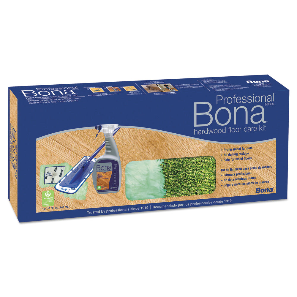 Bona Hardwood Floor Mop, With Cleaning Kit, 15in Head, 52in Handle, Blue