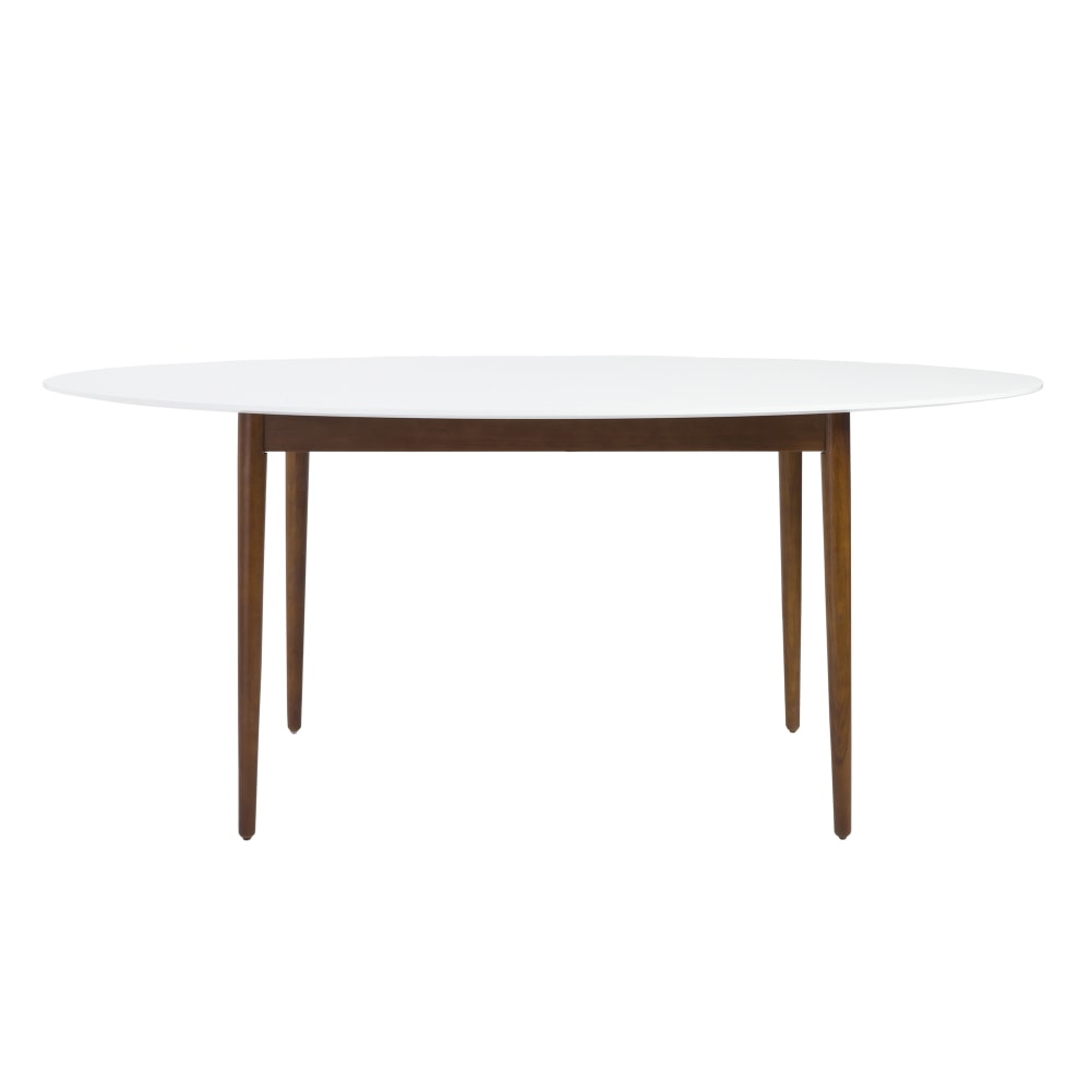 Eurostyle Manon Oval Dining Table, 30inH x 63inW x 35-1/2inD, Matte White/Walnut