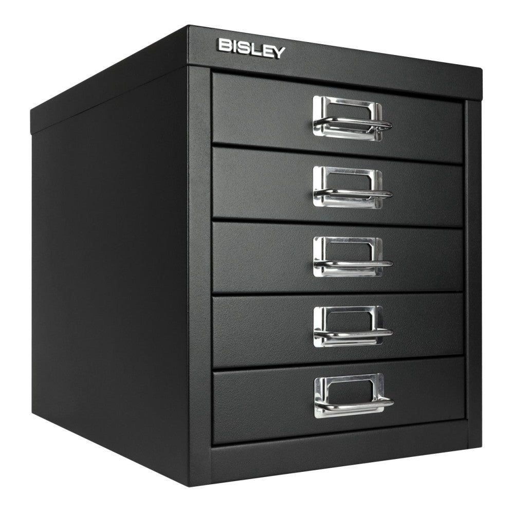 Bisley 15inD Vertical 5-Drawer File Cabinet, Black