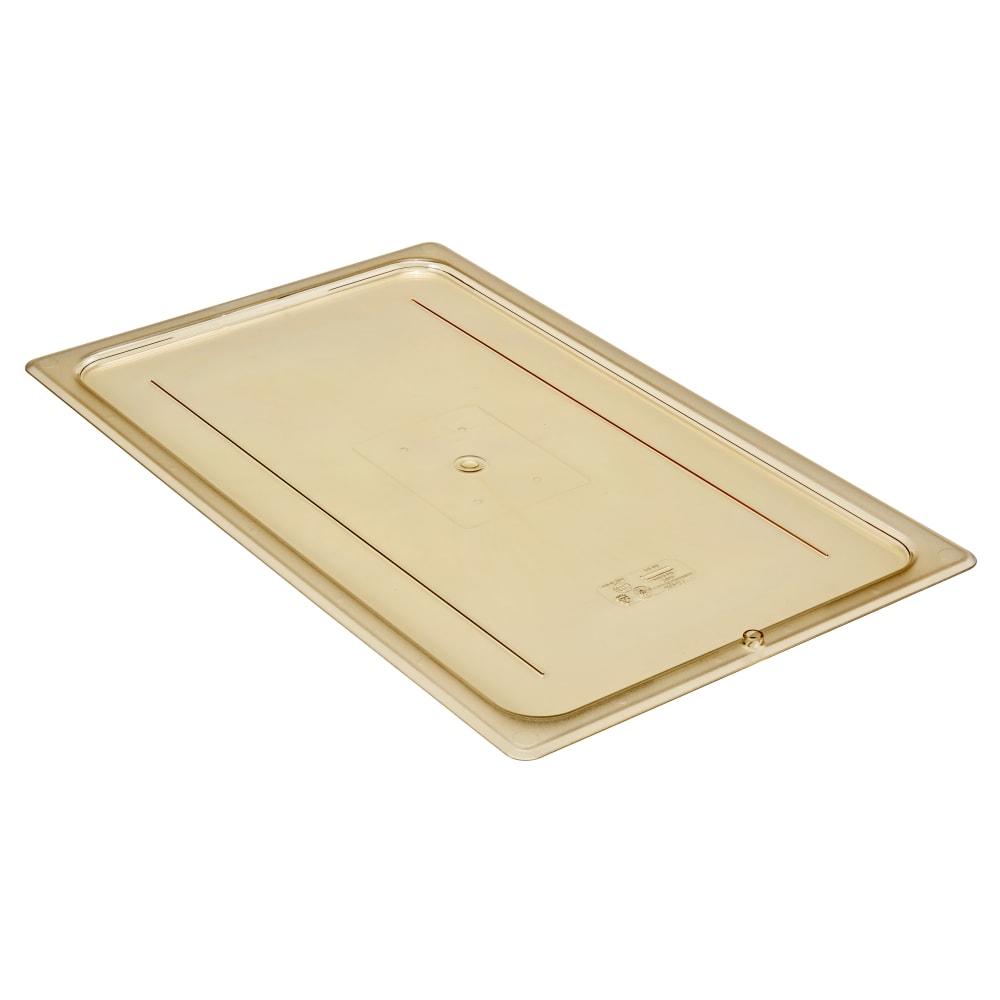 Cambro H-Pan High-Heat GN 1/1 Flat Covers, 7/16inH x 12-3/4inW x 20-13/16inD, Amber, Pack Of 6 Covers