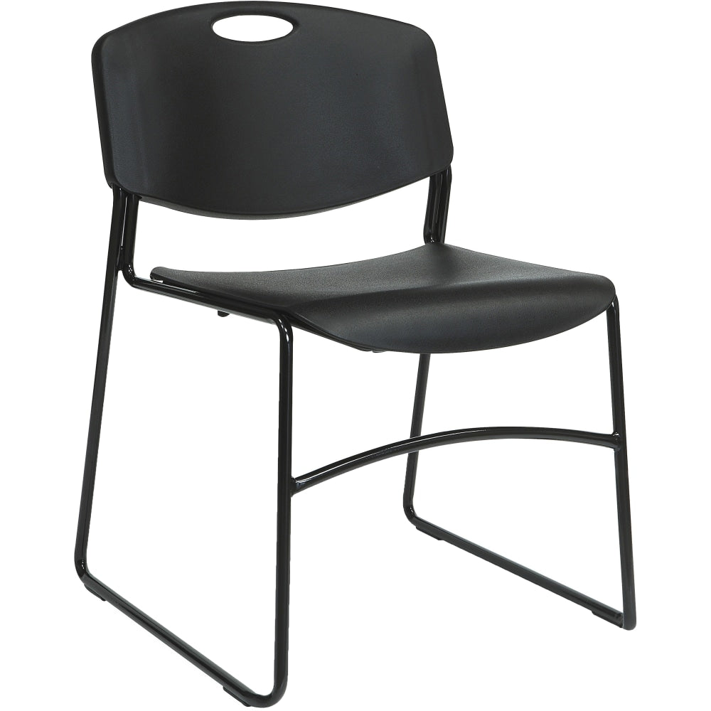 Lorell Big And Tall Plastic Stacking Chairs, Black, Set Of 4 Chairs