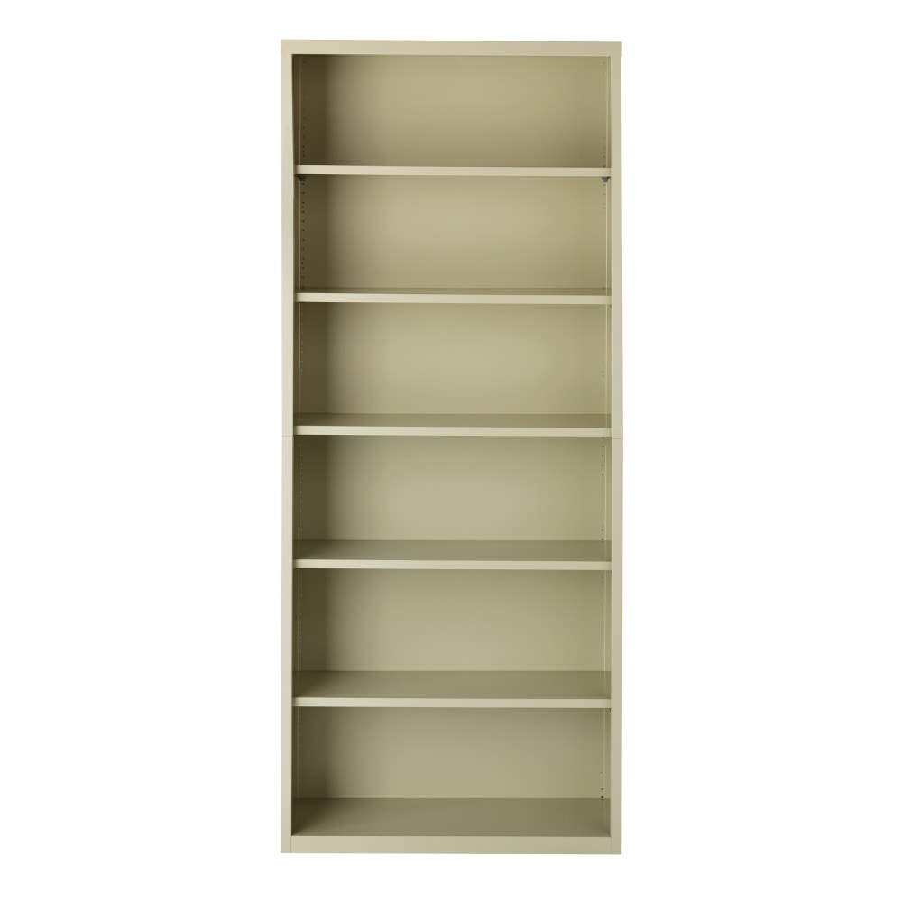 Hirsh 82inH 6-Shelf Metal Bookcase, Putty