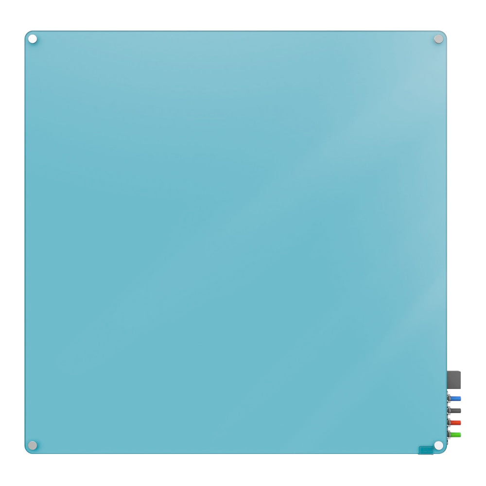 Ghent Harmony Magnetic Glass Unframed Dry-Erase Whiteboard, 48in x 48in, Blue