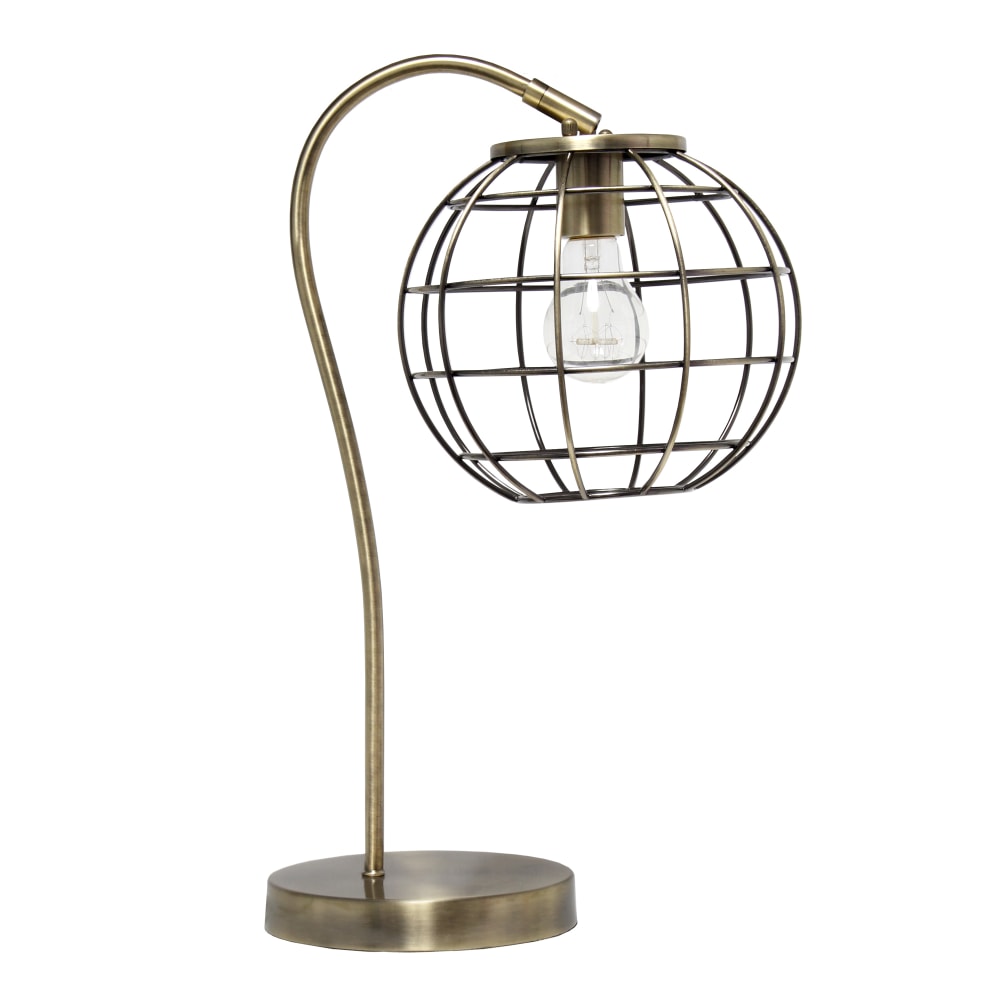 Lalia Home Arched Metal Cage Table Lamp, 20inH, Antique Brass