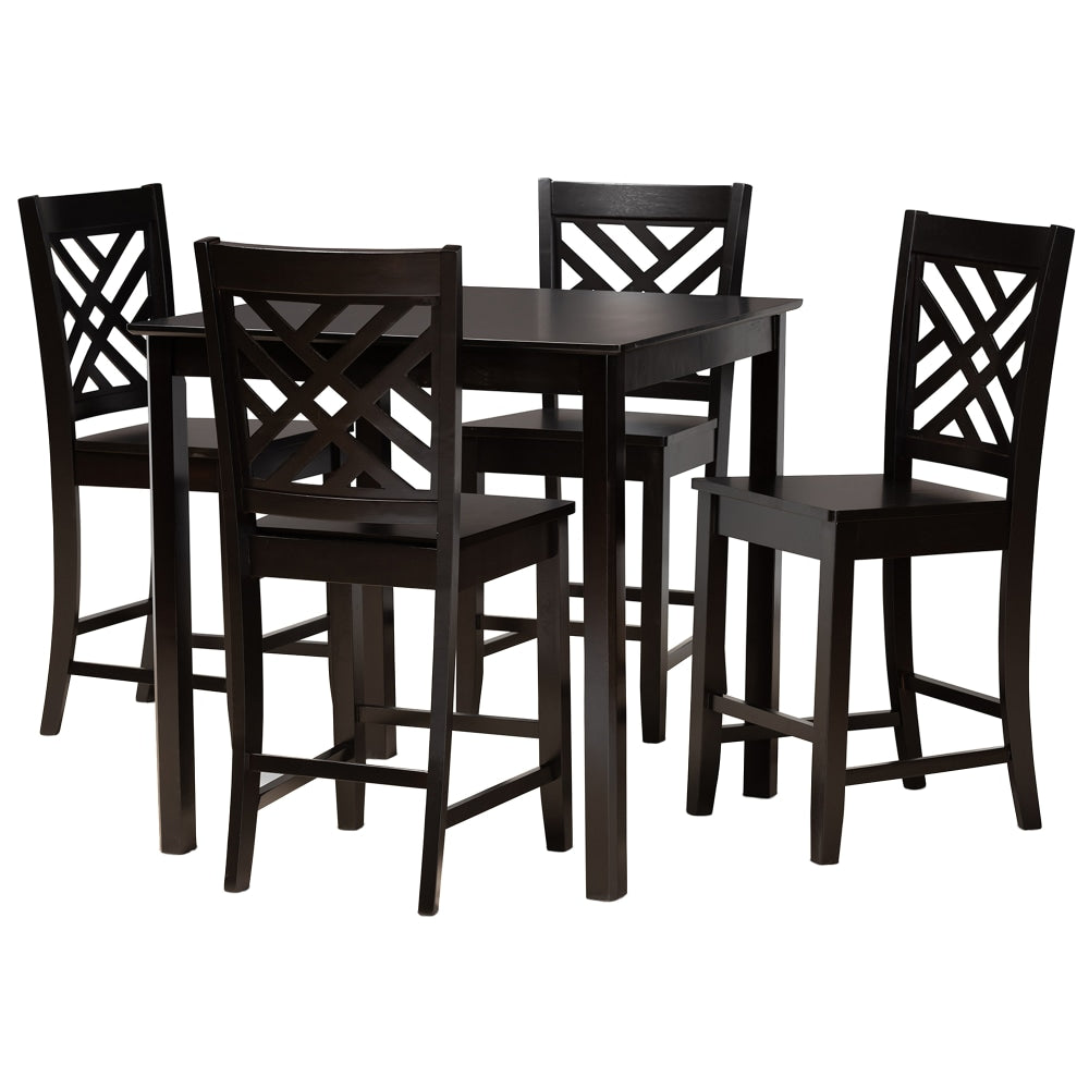Baxton Studio Caron 5-Piece Pub Set, Dark Brown