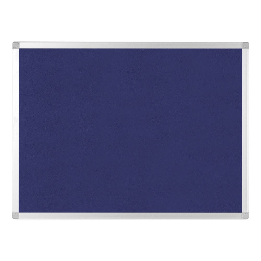 Bi silque Ayda Bulletin Board, 36in x 24in, Aluminum Frame With Blue/Silver Finish