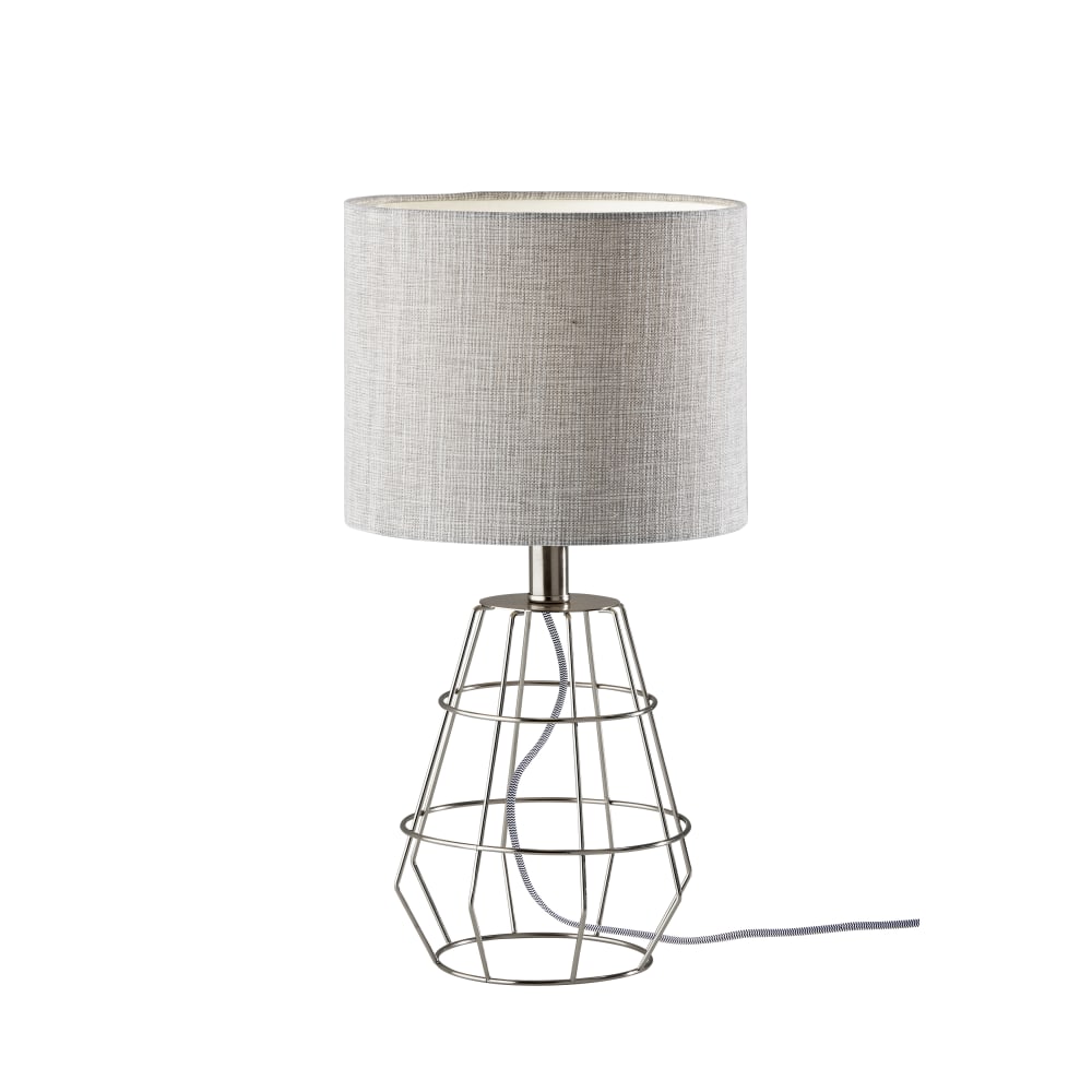 Adesso Simplee Victor Table Lamp, 19inH, Brushed Steel/Light Gray