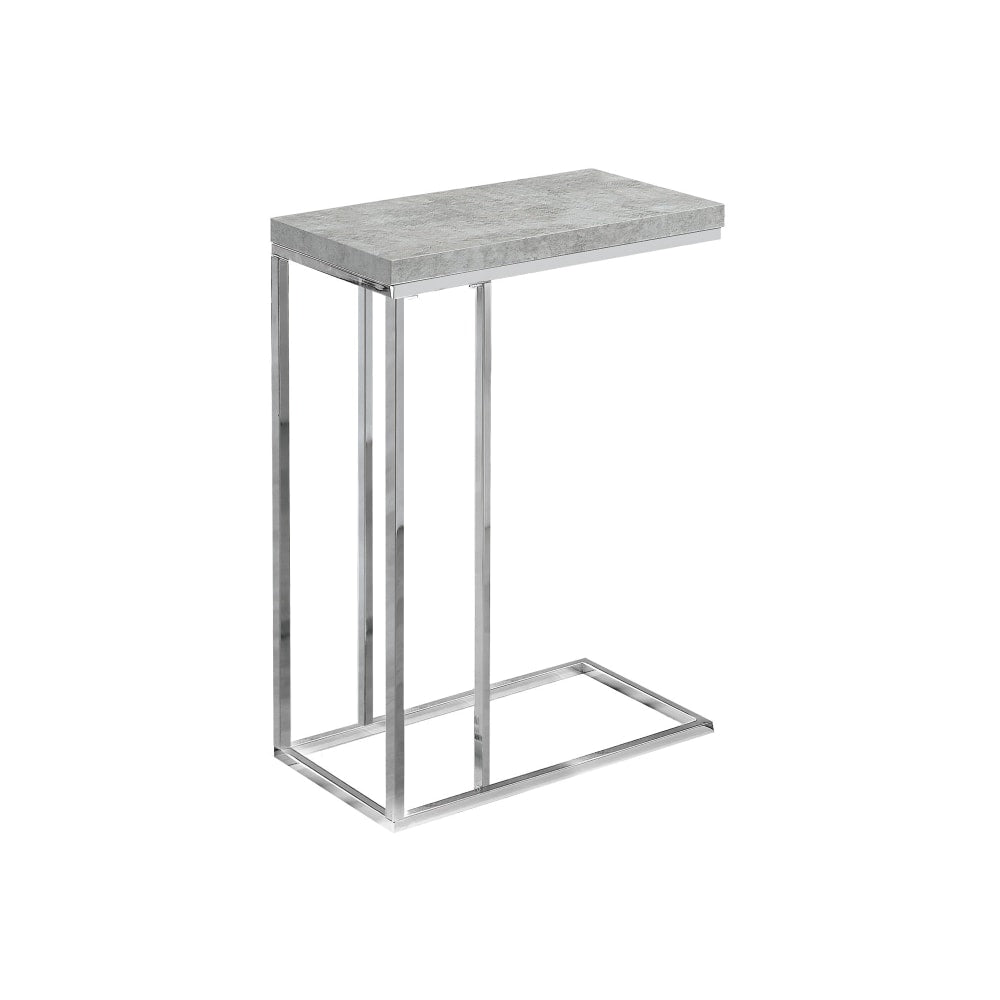 Monarch Specialties Zachary Accent Table, 25-1/4inH x 10-1/4inW x 18-1/4inD, Gray Cement/Chrome