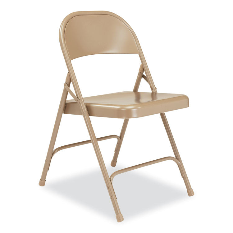 50 Series All-Steel Folding Chair, Supports Up to 500 lb, 16.75" Seat Height, Beige Seat, Beige Back, Beige Base, 4/Carton
