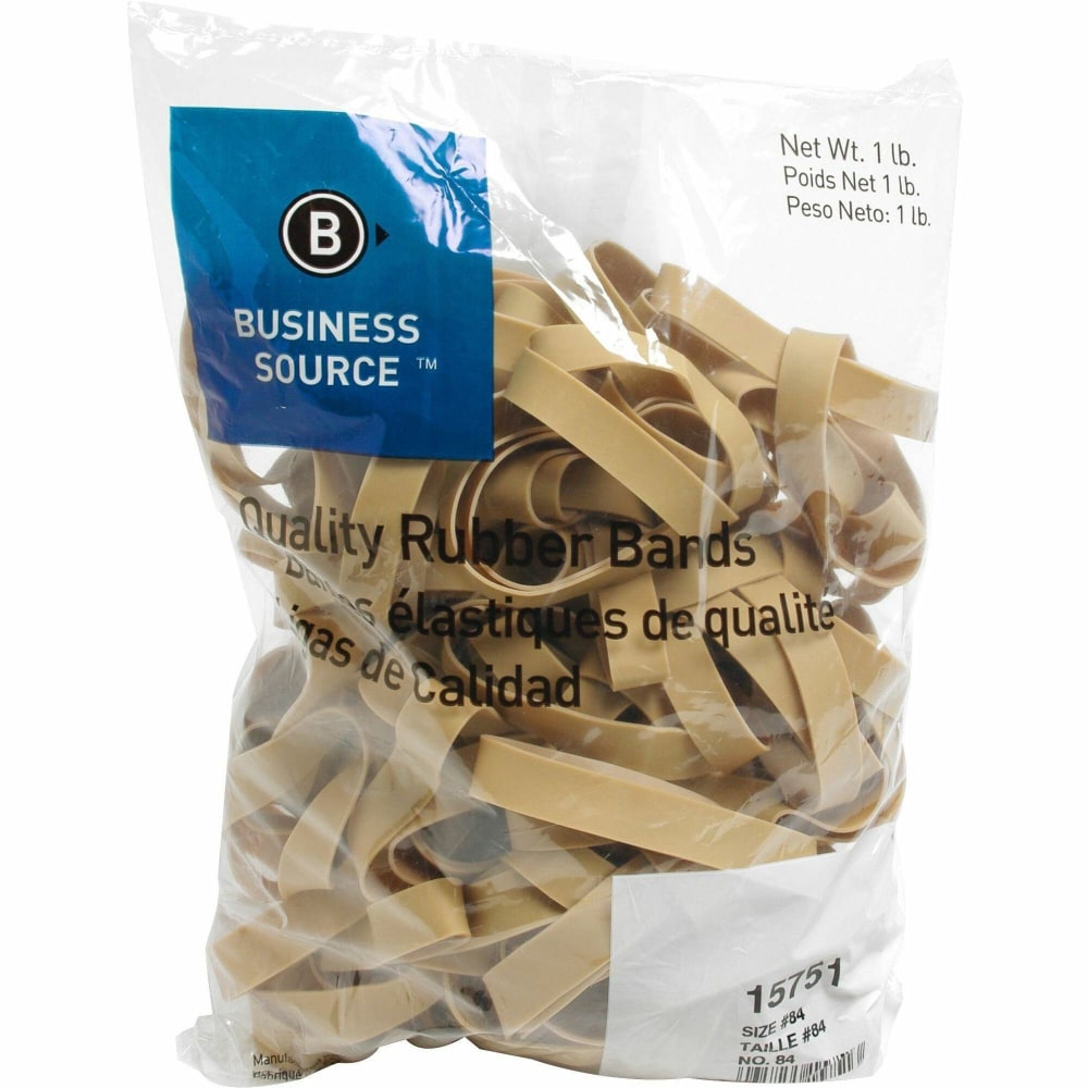 Business Source Quality Rubber Bands - Size: #84 - 3.5in Length x 0.5in Width - Sustainable - 150 / Pack - Rubber - Crepe