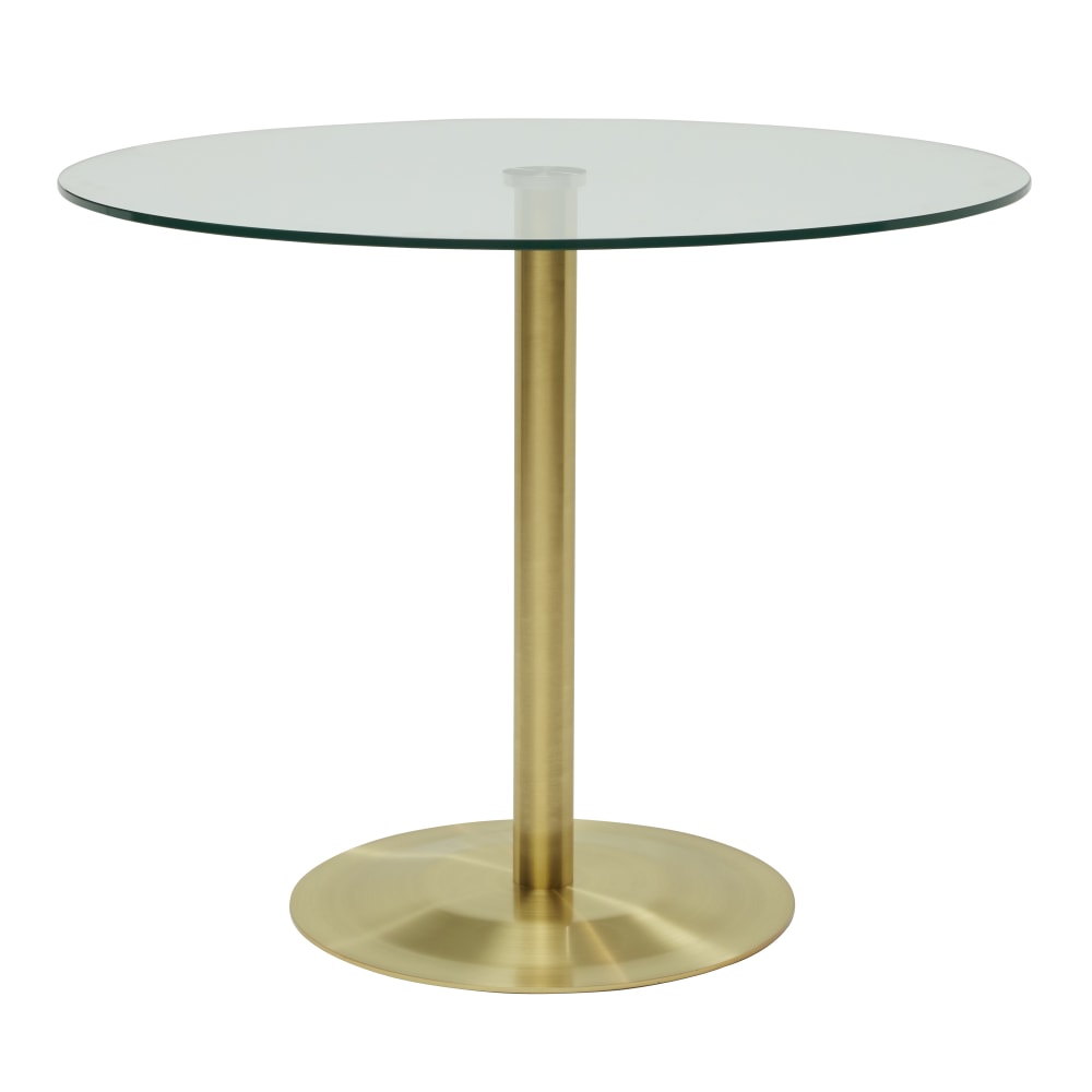 Eurostyle Ava Bistro Table, 28-2/5inH x 36inW x 36inD, Clear/Brushed Gold