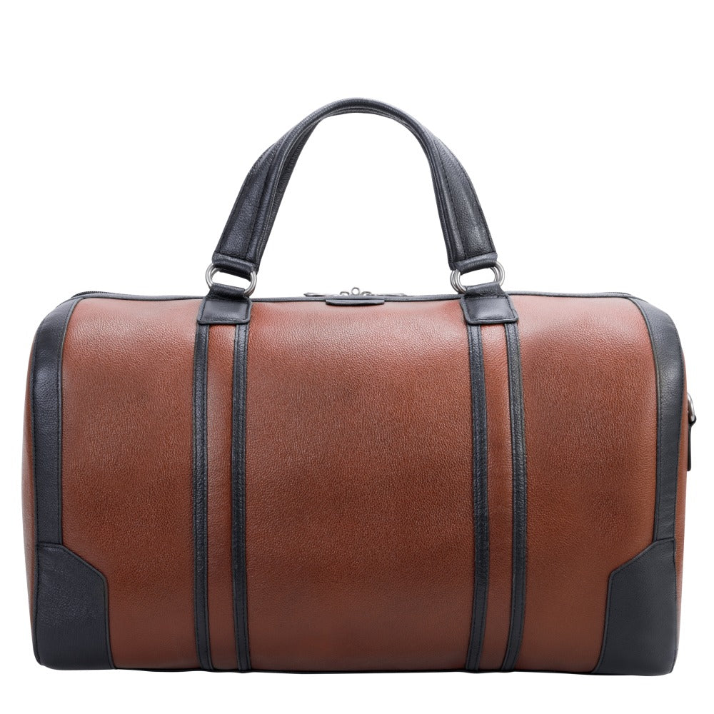 McKleinUSA Kinzie Leather Tablet Carry-All Duffel Bag, 12inH x 9inW x 20-1/2inD, Brown
