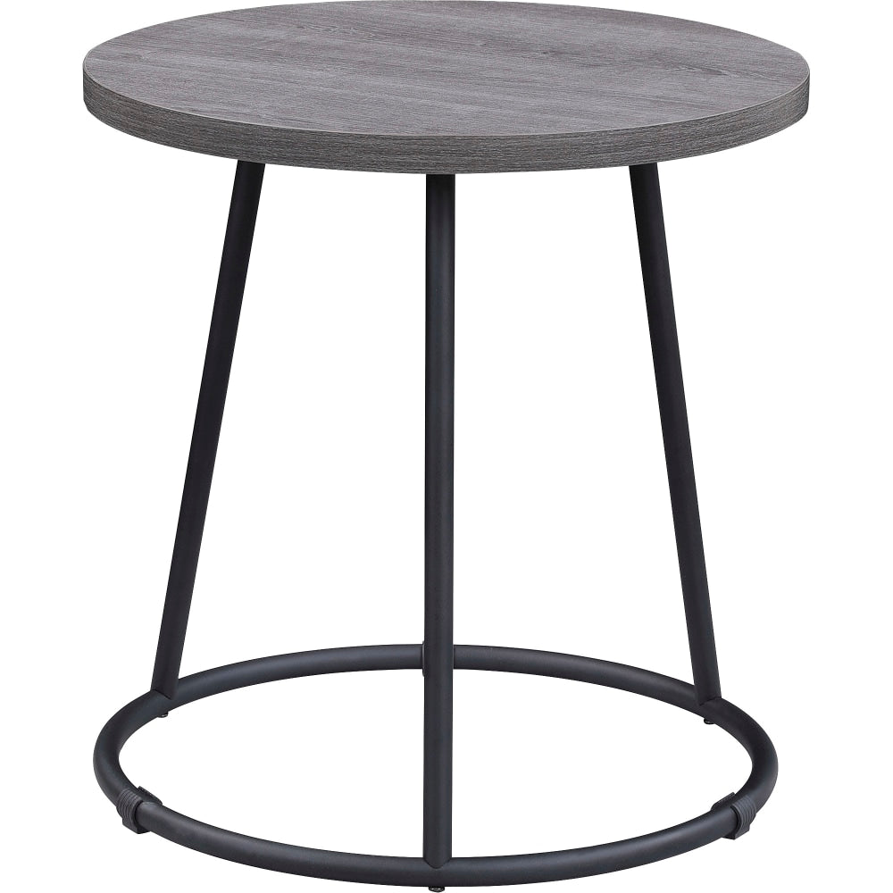 Lorell Round Side Table, 19-3/4in x 19in, Weathered Charcoal/Black