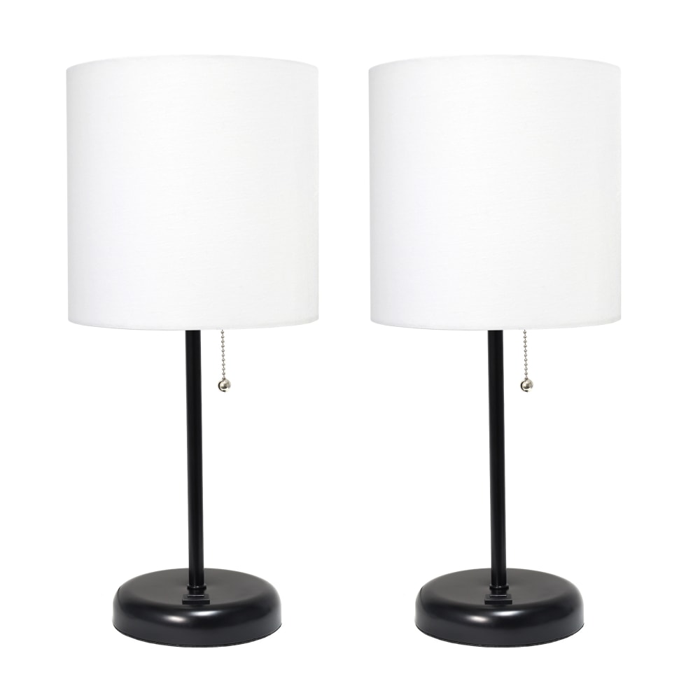 LimeLights Stick Lamps, 19-1/2inH, White Shade/Black Base, Set Of 2 Lamps