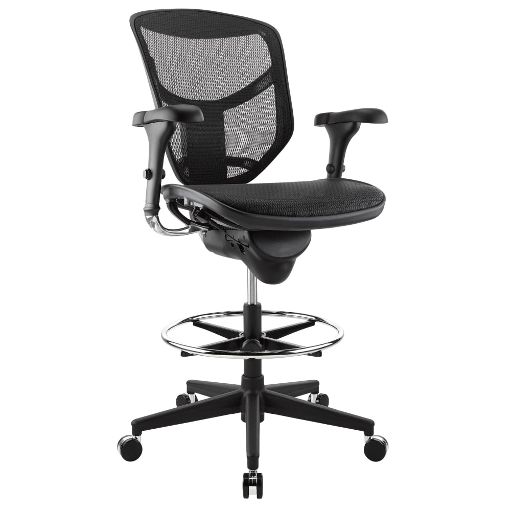 WorkPro Quantum 9000 Series Ergonomic Mesh/Mesh Mid-Back Stool, Black/Black, BIFMA Compliant