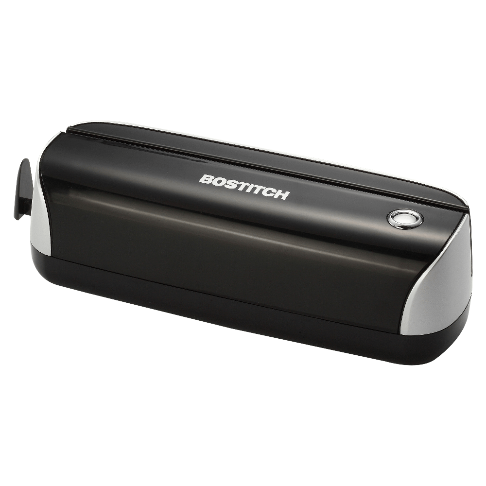 Bostitch Electric Or Battery-Powered 3-Hole Punch, Black/Silver