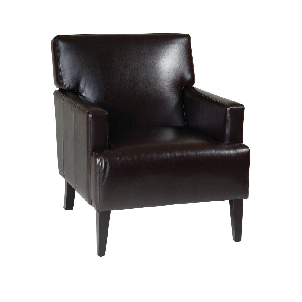 Ave Six Carrington Bonded Leather Arm Chair, Espresso/Dark Brown