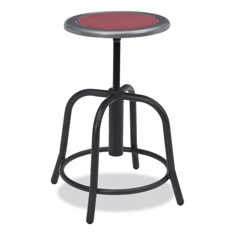 6800 Series Height Adjustable Metal Seat Stool, Supports Up to 300 lb, 18" to 24" Seat Height, Burgundy Seat, Black Base