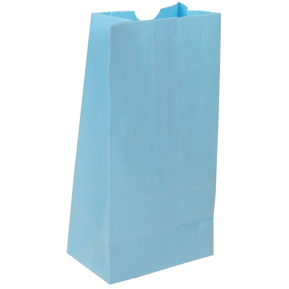 JAM Paper Small Kraft Lunch Bags, 8inH x 4-1/8inW x 2-1/4in, Baby Blue, Pack Of 500 Bags