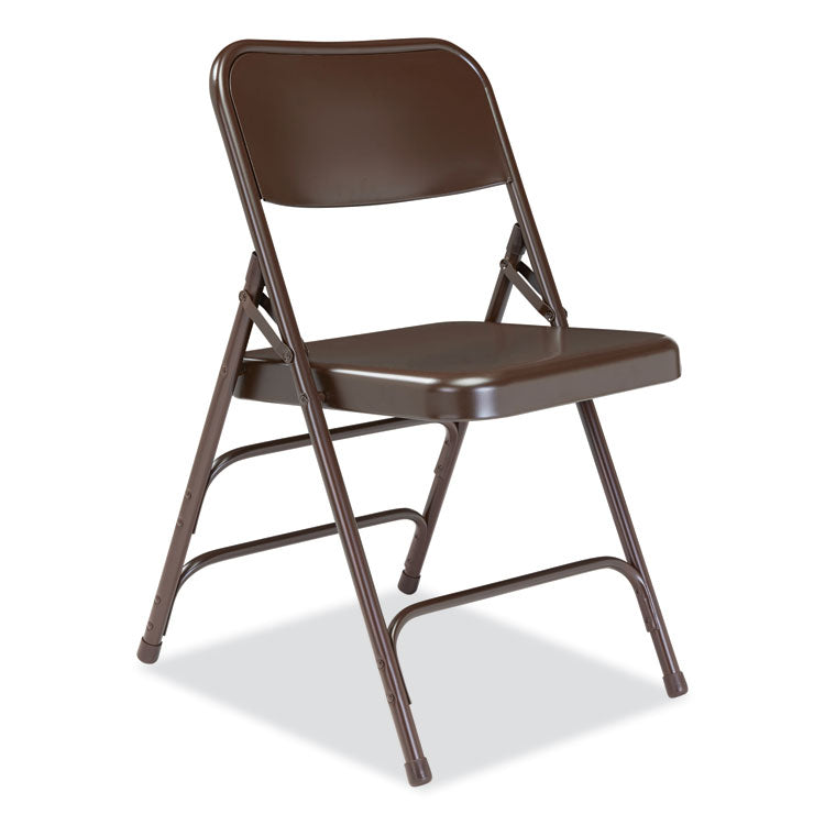 300 Series Deluxe All-Steel Triple Brace Folding Chair, Supports Up to 480 lb, 17.25" Seat Height, Brown, 4/Carton