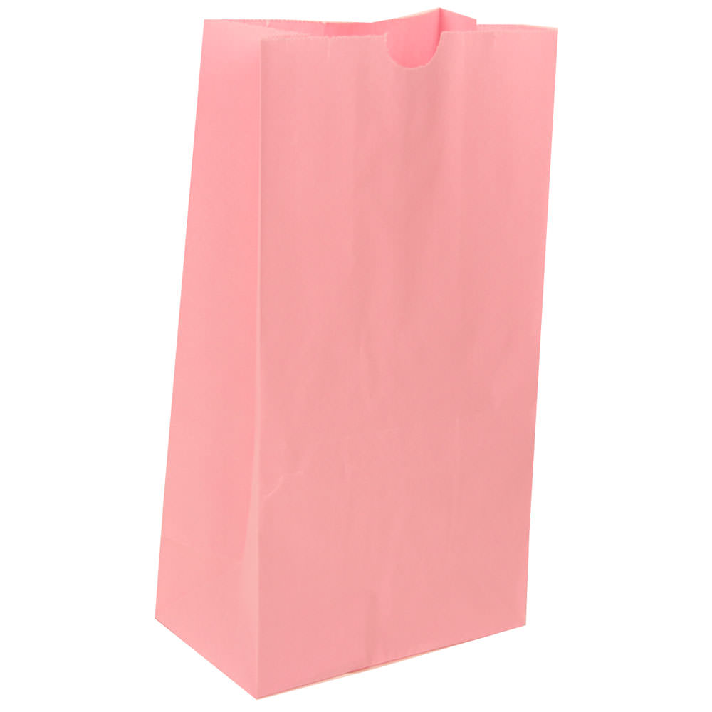 JAM Paper Medium Kraft Lunch Bags, 9-3/4inH x 5inW x 3inD, Baby Pink, Pack Of 500 Bags