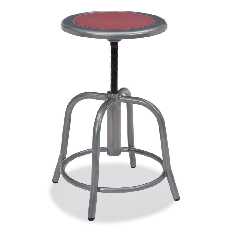 6800 Series Height Adjustable Metal Seat Swivel Stool, Supports Up to 300 lb, 18" to 24" Seat Height, Burgundy Seat/Gray Base