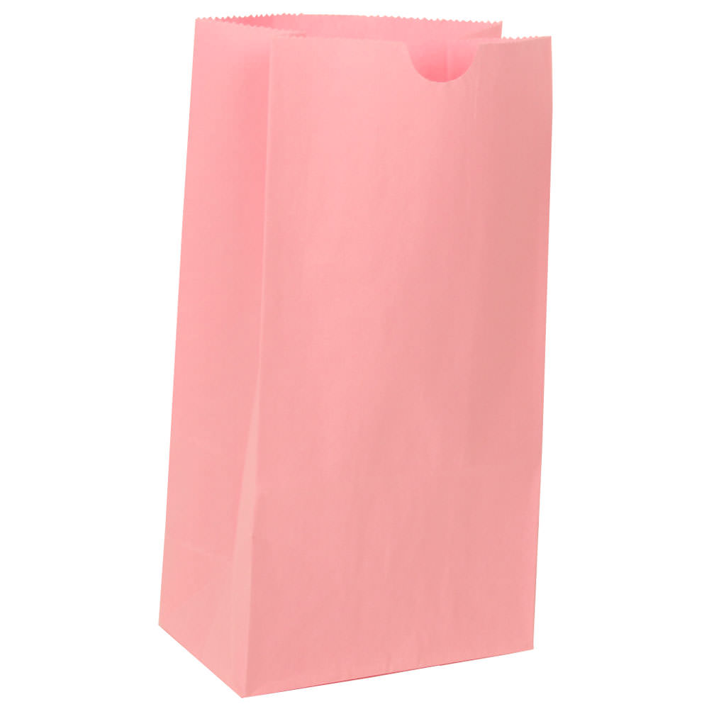 JAM Paper Small Kraft Lunch Bags, 8inH x 4-1/8inW x 2-1/4in, Baby Pink, Pack Of 500 Bags