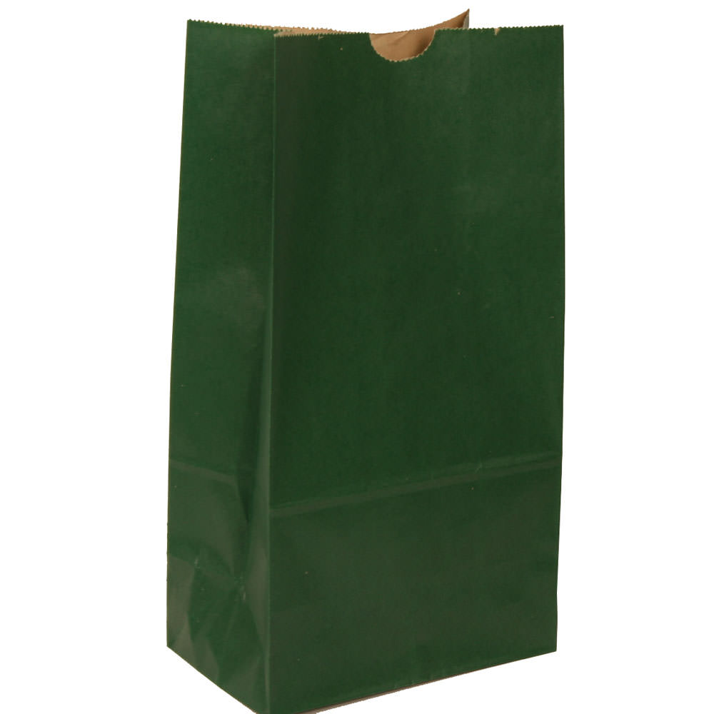 JAM Paper Medium Kraft Lunch Bags, 9-3/4inH x 5inW x 3inD, Dark Green, Pack Of 500 Bags