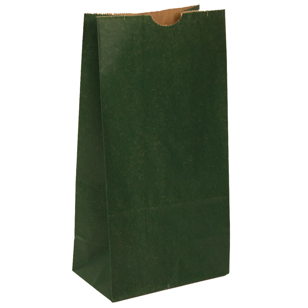 JAM Paper Small Kraft Lunch Bags, 8inH x 4-1/8inW x 2-1/4in, Dark Green, Pack Of 500 Bags