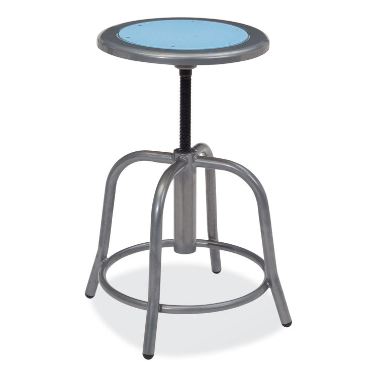 6800 Series Height Adjustable Metal Seat Stool, Supports Up to 300 lb, 18" to 24" Seat Height, Blueberry Seat, Gray Base
