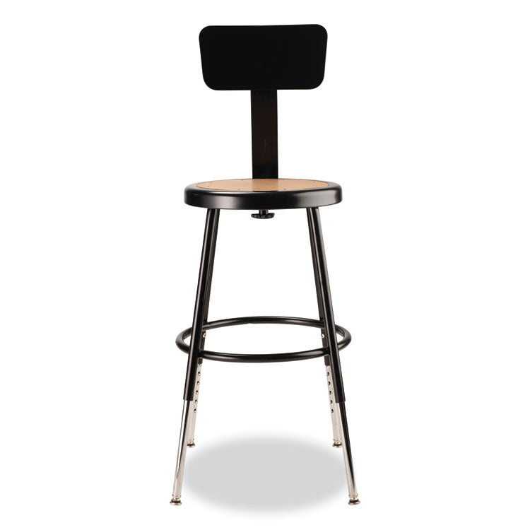 6200 Series 19" to 27" Height Adjustable Heavy-Duty Stool with Backrest, Supports Up to 500 lb, Masonite Seat/Black Base