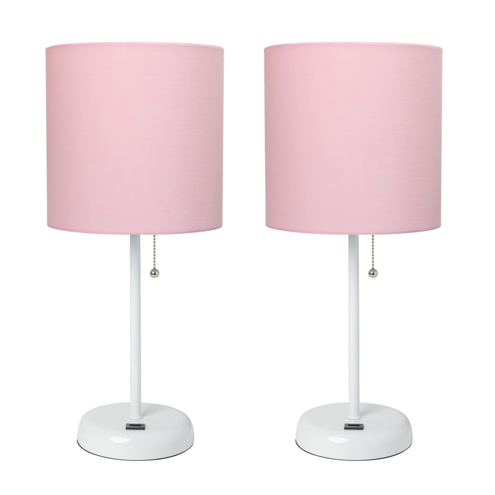 LimeLights Stick Lamps, 19-1/2inH, Light Pink Shade/White Base, Set Of 2 Lamps