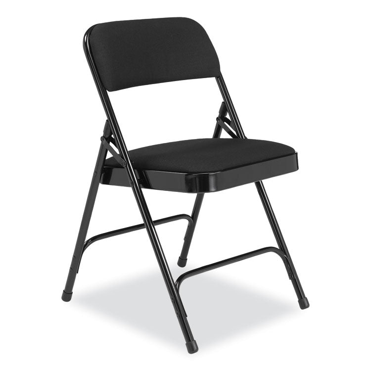 2200 Series Fabric Dual-Hinge Folding Chair, Supports 500 lb, Midnight Black Seat/Back, Black Base, 4/Carton
