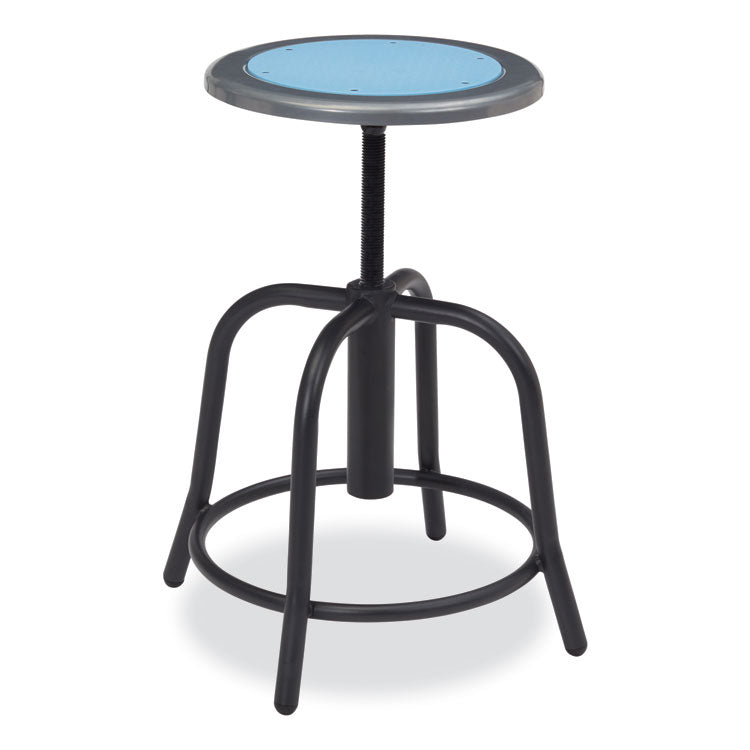 6800 Series Height Adjustable Metal Seat Stool, Supports Up to 300 lb, 18" to 24" Seat Height, Blueberry Seat/Black Base