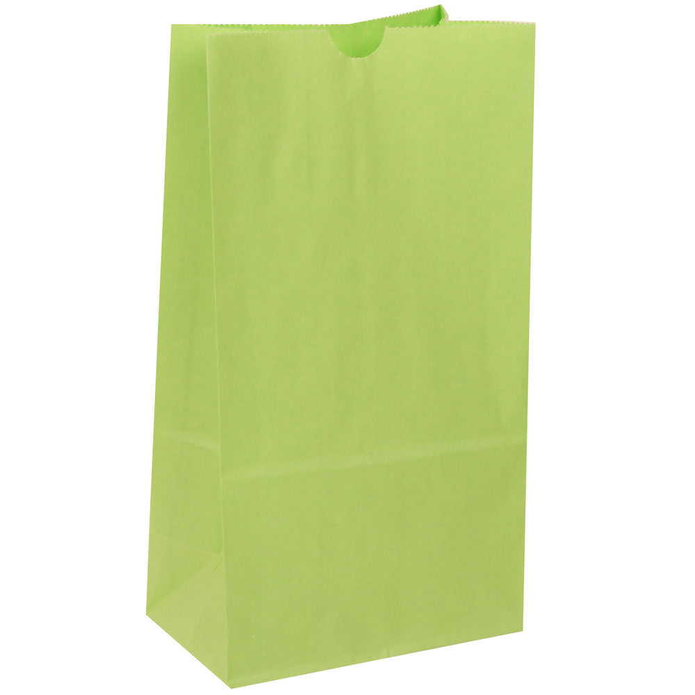 JAM Paper Medium Kraft Lunch Bags, 9-3/4inH x 5inW x 3inD, Lime Green, Pack Of 500 Bags
