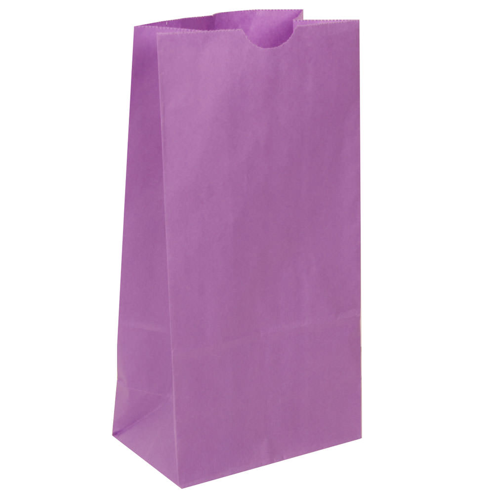 JAM Paper Small Kraft Lunch Bags, 8inH x 4-1/8inW x 2-1/4in, Purple, Pack Of 500 Bags