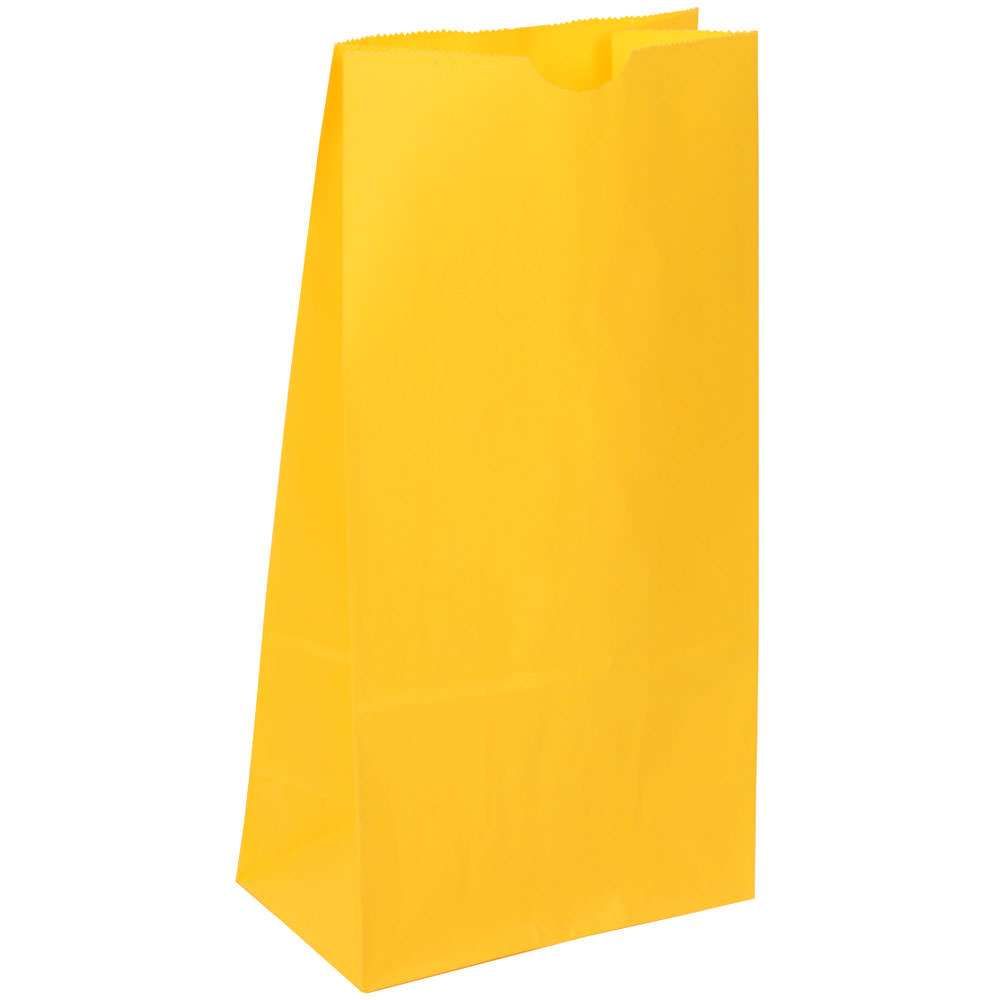 JAM Paper Small Kraft Lunch Bags, 8inH x 4-1/8inW x 2-1/4in, Yellow, Pack Of 500 Bags