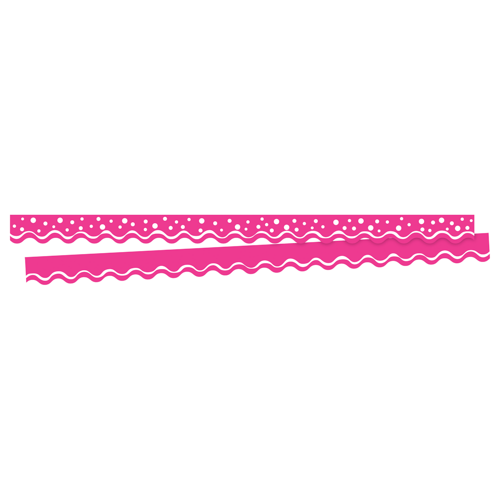 Barker Creek Scalloped-Edge Border Strips, 2 1/4in x 36in, Happy Hot Pink, Pre-K To College, Pack Of 26