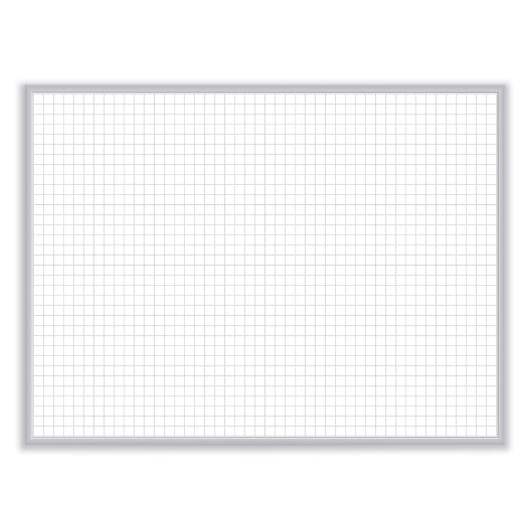 1 x 1 Grid Magnetic Whiteboard, 36" x 24", White/Gray Surface, Satin Aluminum Frame