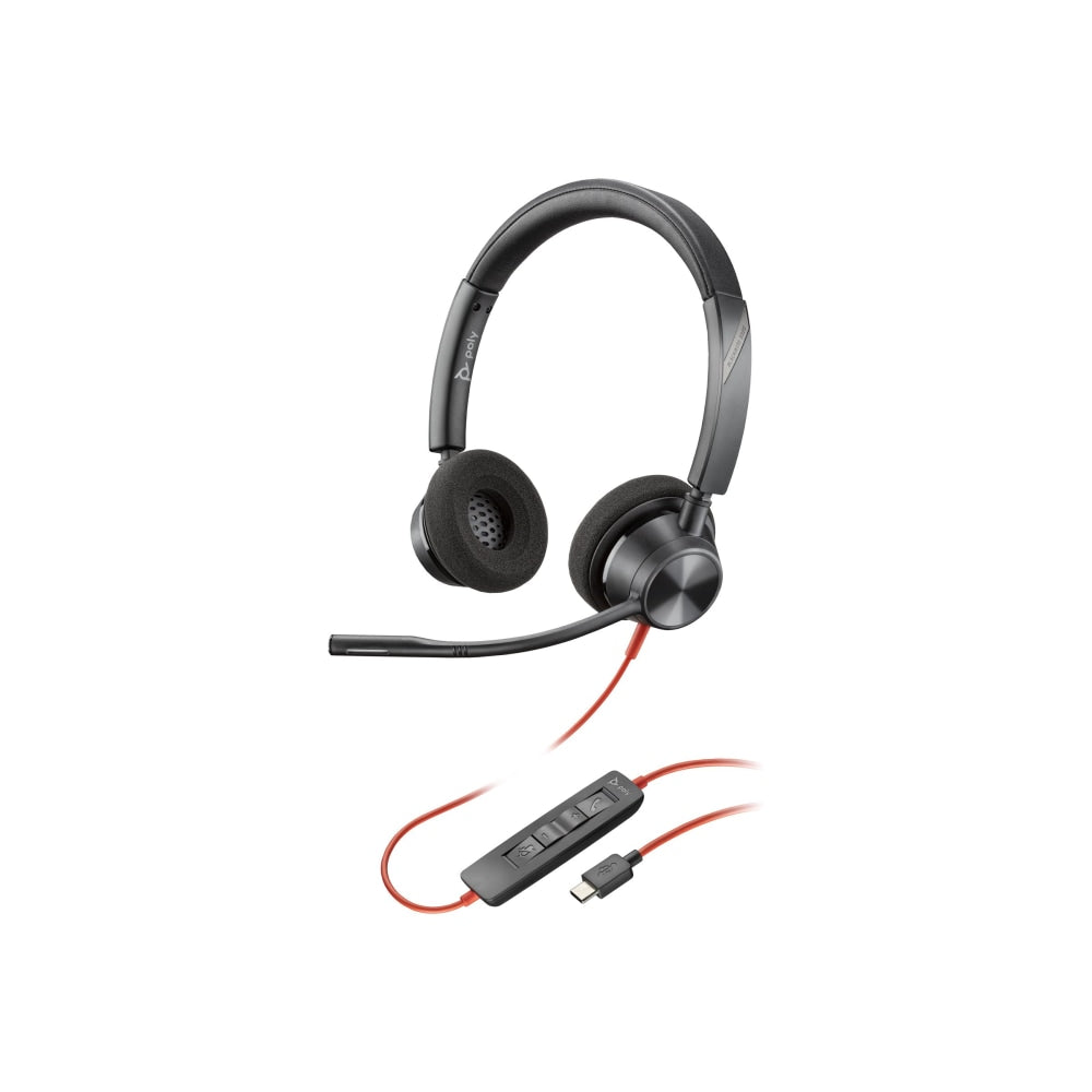 Poly Blackwire 3320 - Blackwire 3300 series - headset - on-ear - wired - USB-C - black - UC certified