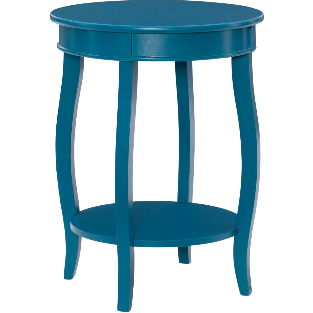 Powell Nora Round Side Table With Shelf, 24inH x 18inDia., Teal