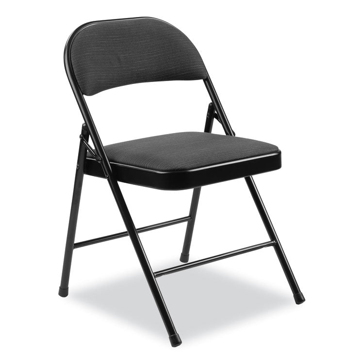 970 Series Fabric Padded Steel Folding Chair, Supports Up to 250 lb, 17.75" Seat Height, Star Trail Black, 4/Carton