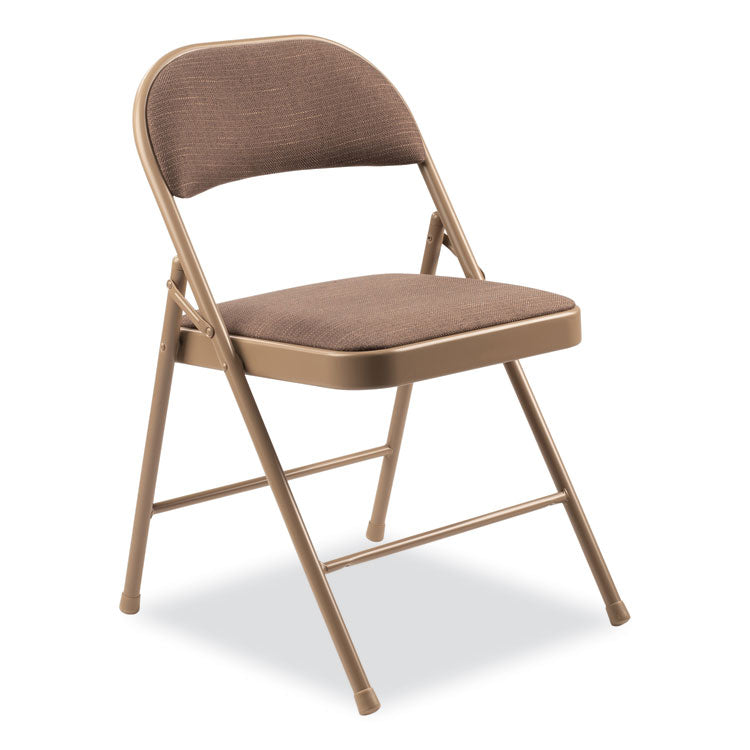 970 Series Fabric Padded Steel Folding Chair, Supports Up to 250 lb, 17.75" Seat Height, Star Trail Brown, 4/Carton