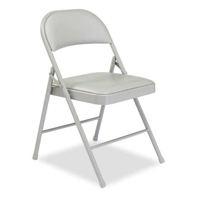 950 Series Vinyl Padded Steel Folding Chair, Supports Up to 250 lb, 17.75" Seat Height, Gray, 4/Carton